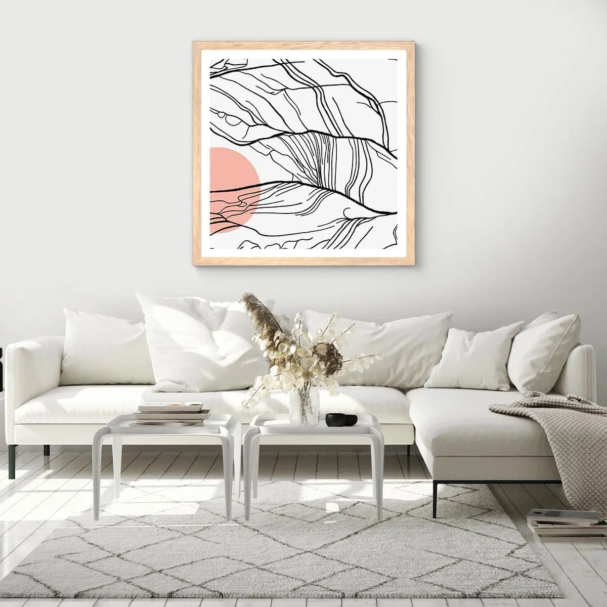 Plakat w ramie jasny dąb - W sieci gałązek - 30x30 cm