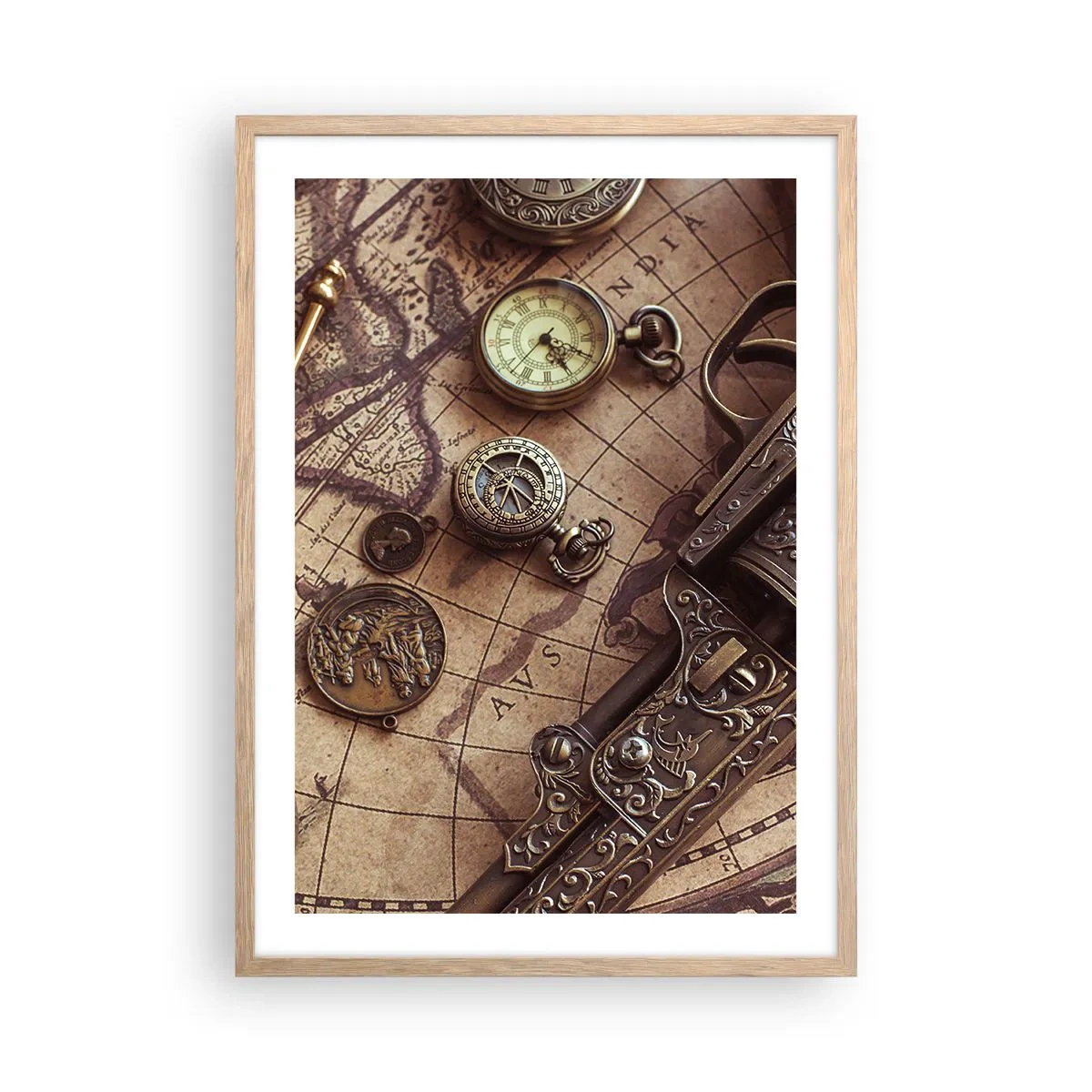 Plakat w ramie jasny dąb - Przygoda wzywa - 50x70 cm