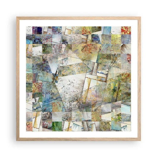 Plakat w ramie jasny dąb - Geometryczne przetasowanie - 60x60 cm