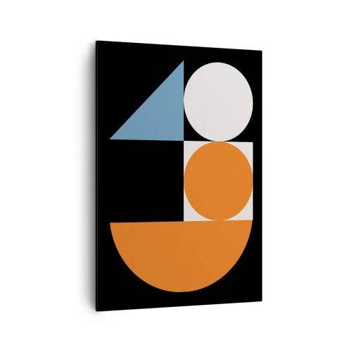 Obraz na płótnie - Geometryczny wzór z kolorowymi kształtami na czarnym tle - 70x100cm - Układ figurowy - Nowoczesna dekoracja ścienna do salonu i sypialni ARTTOR