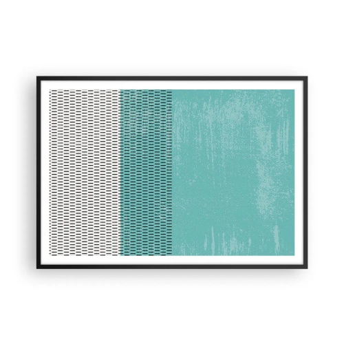 Plakat w czarnej ramie - Geometryczna kompozycja z turkusem i liniami - 100x70cm - Kompozycja zrównoważona - Nowoczesna dekoracja ścienna do salonu i sypialni ARTTOR