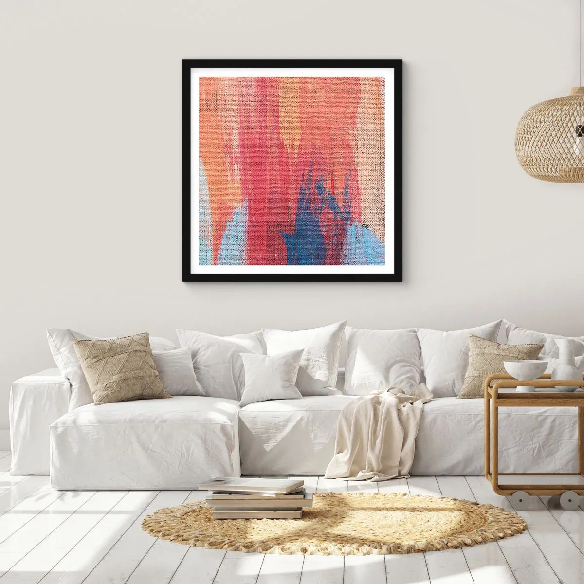 Plakat w czarnej ramie - Spłynąć tęczą - 30x30 cm