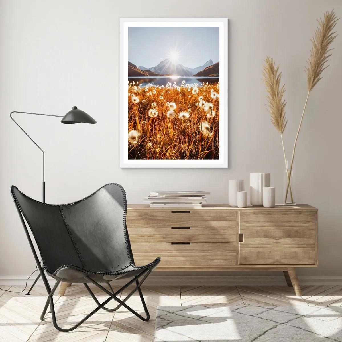 Plakat w białej ramie - Twardość skał, miękkość traw - 61x91 cm