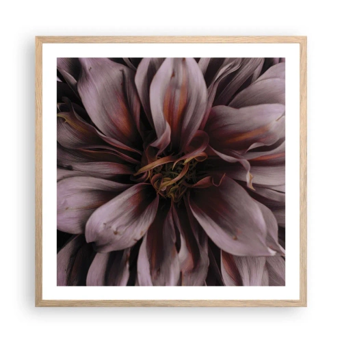 Plakat w ramie jasny dąb - Kwietne serce - 60x60 cm