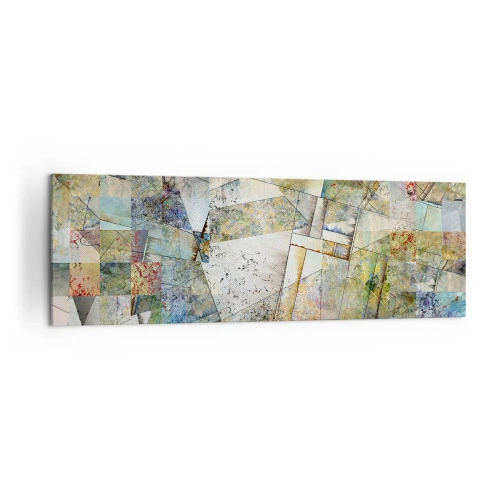 Obraz na płótnie - Kolorowa abstrakcja z geometrycznymi kształtami i liniami - 160x50cm - Geometryczne przetasowanie - Nowoczesna dekoracja ścienna do salonu i sypialni ARTTOR