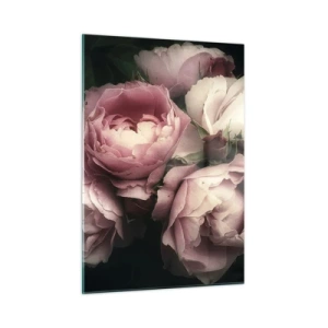 Obraz na szkle - Bukiet różowych róż w delikatnym oświetleniu z nutą vintage - 50x70cm - Czar belle epoque - Nowoczesna dekoracja ścienna do salonu, kuchni i sypialni ARTTOR