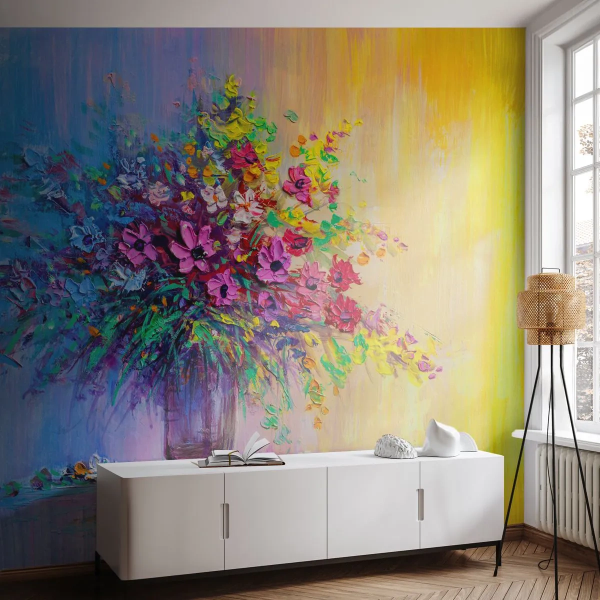 Fototapeta Samoprzylepna Deluxe Sticker - Dar letnirj łąki - Kwiaty W Wazonie, Sztuka, Bukiet Kwiatów - 250x175 cm