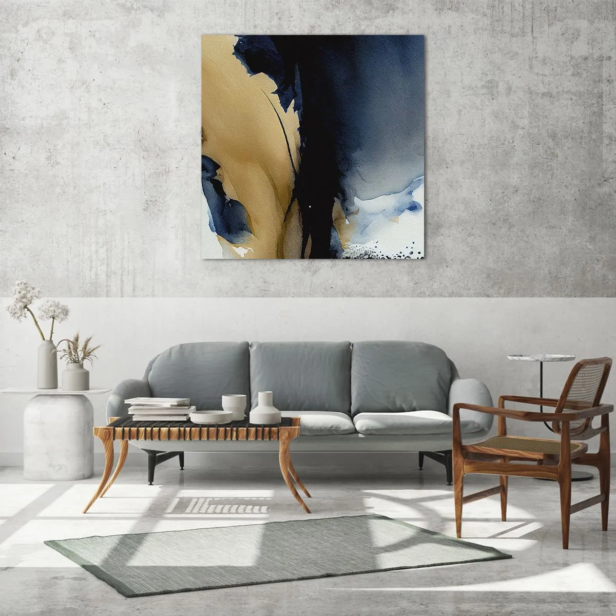 Obraz na szkle - Za zasłoną - 60x60 cm