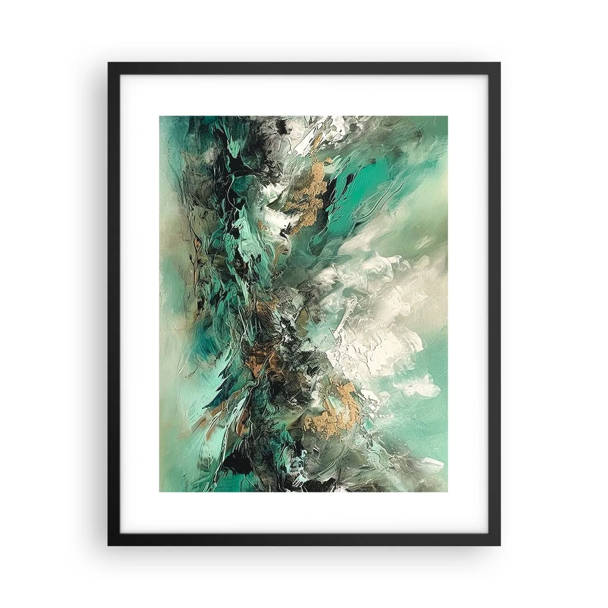 Plakat w czarnej ramie - Szmaragdowo-czarna kipiel - 40x50 cm