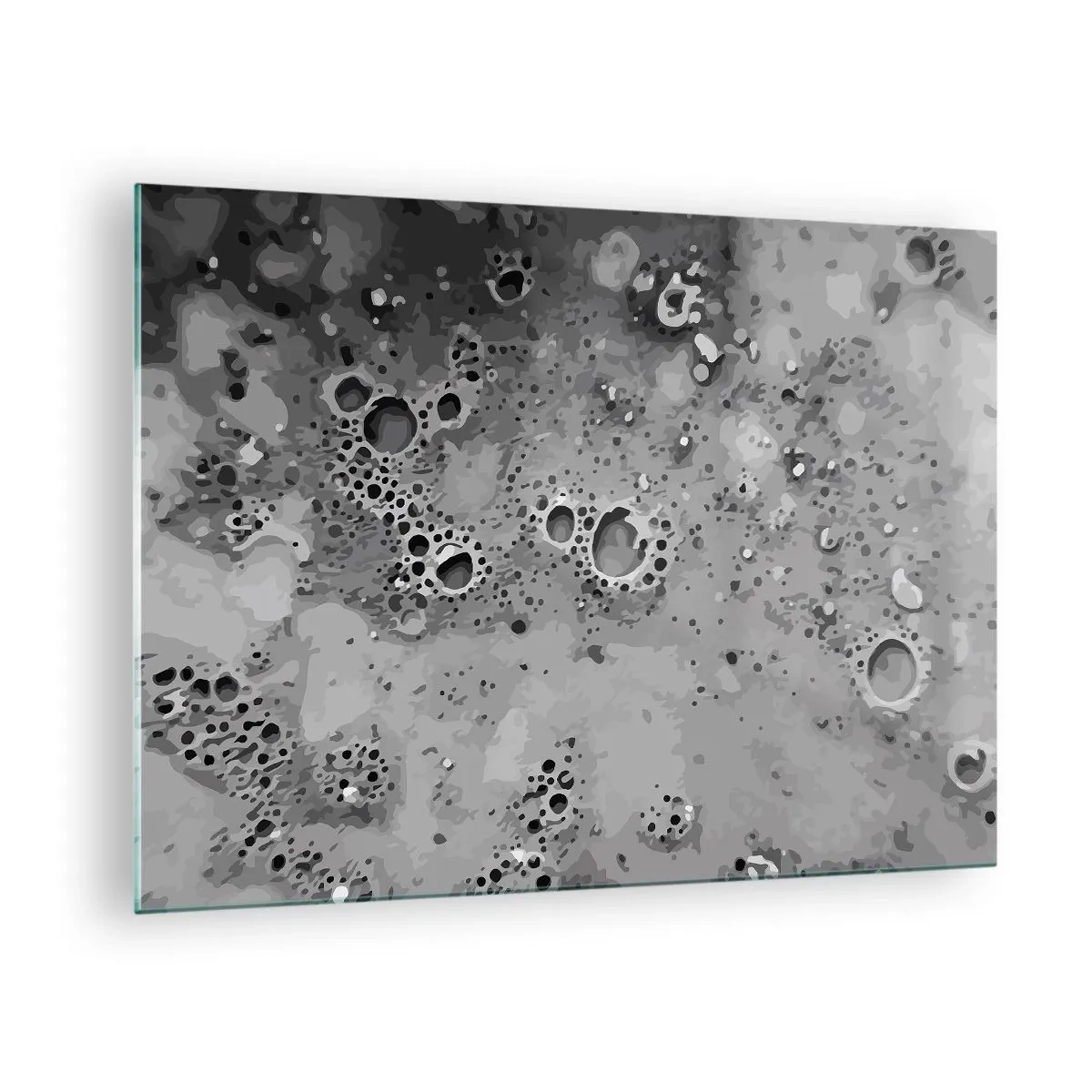Obraz na szkle - Abstrakcyjny wzór przypominający powierzchnię księżyca w odcieniach szarości - 70x50cm - Jak księżycowy pejzaż - Nowoczesna dekoracja ścienna do salonu i sypialni ARTTOR