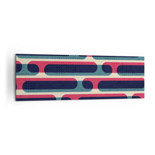 Obraz na płótnie - Geometryczny wzór w stylu retro z pastelowymi barwami - 160x50cm - W głąb i do przodu - Nowoczesna dekoracja ścienna do salonu i sypialni ARTTOR