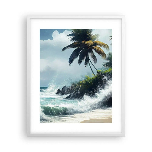 Plakat w białej ramie - Na tropikalnym brzegu - 40x50 cm