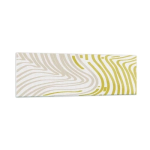 Obraz na szkle - Abstrakcyjny wzór z falującymi liniami w odcieniach żółci i beżu - 160x50cm - Kompozycja z łagodnym ugięciem - Nowoczesna dekoracja ścienna do salonu i sypialni ARTTOR