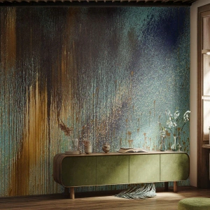 Fototapeta na wymiar Samoprzylepna Deluxe Sticker - Nieprzypadkowa barwna kompozycja - Abstrakcja, Industrialny, Farba