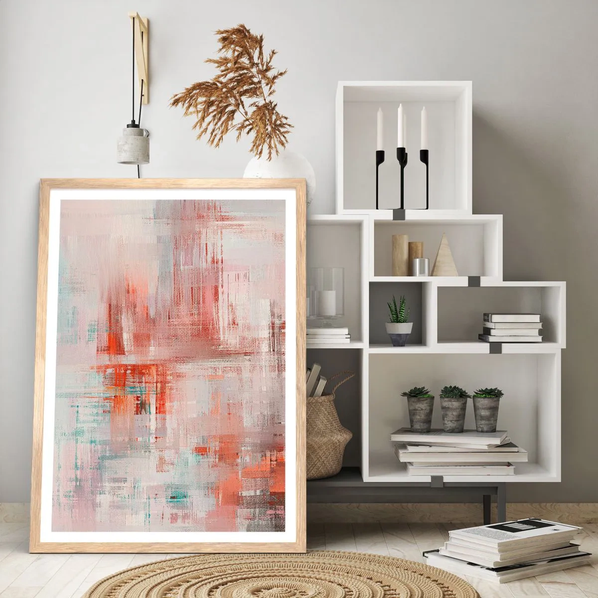 Plakat w ramie jasny dąb - Zamglone. Ale różowe - 40x50 cm