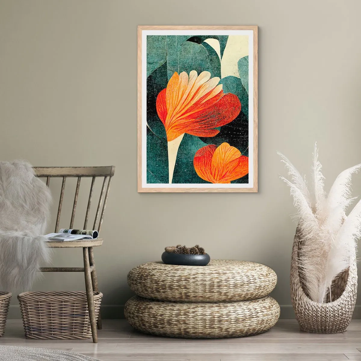 Plakat w ramie jasny dąb - Żar tropików i chłód zieleni - 30x40 cm