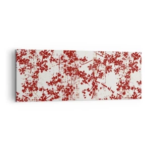 Obraz na płótnie - Czerwone kwiaty na białym tle w artystycznym stylu - 140x50cm - Jak dawny perkalik - Nowoczesna dekoracja ścienna do salonu i sypialni ARTTOR