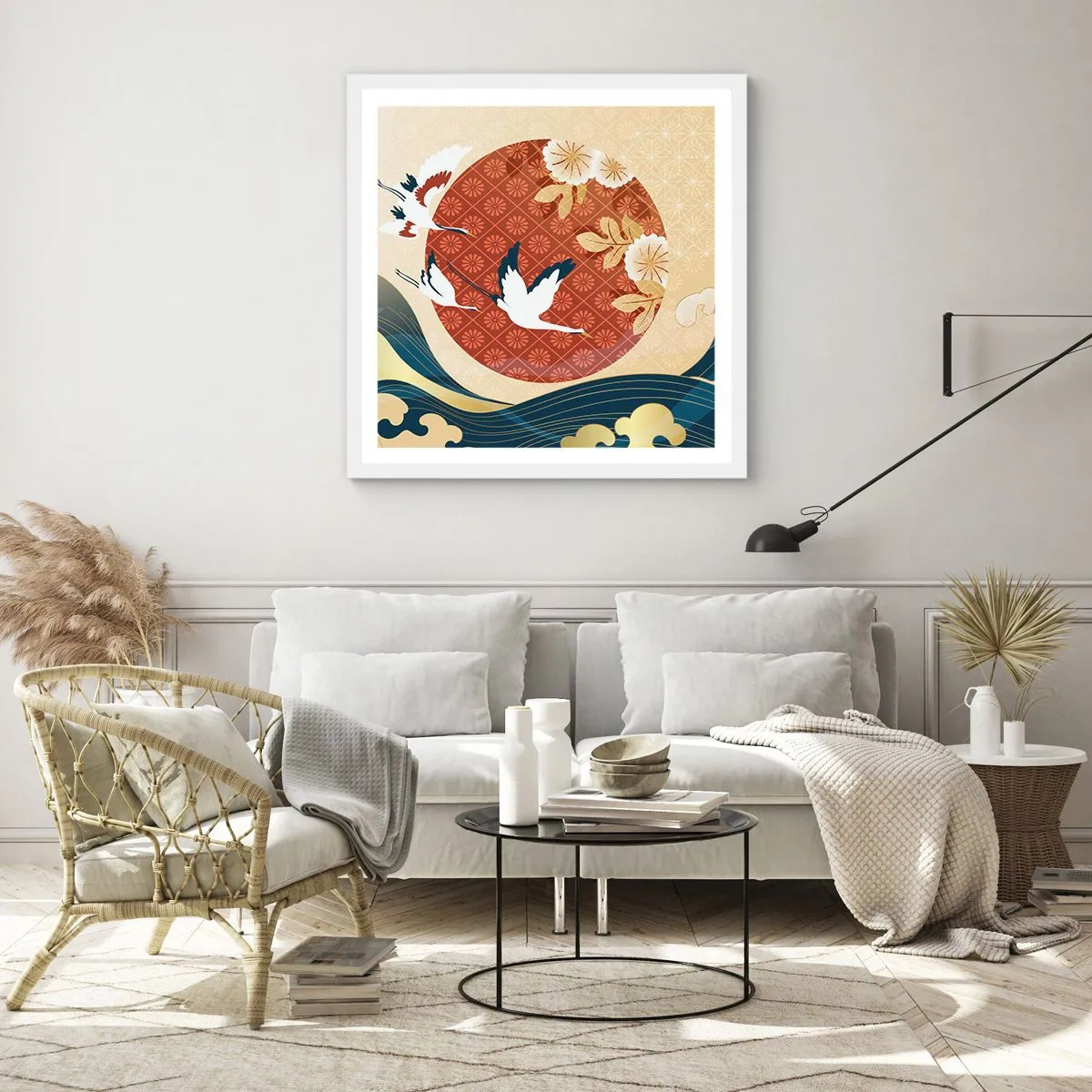 Plakat w białej ramie - Japońska baśń - 50x50 cm