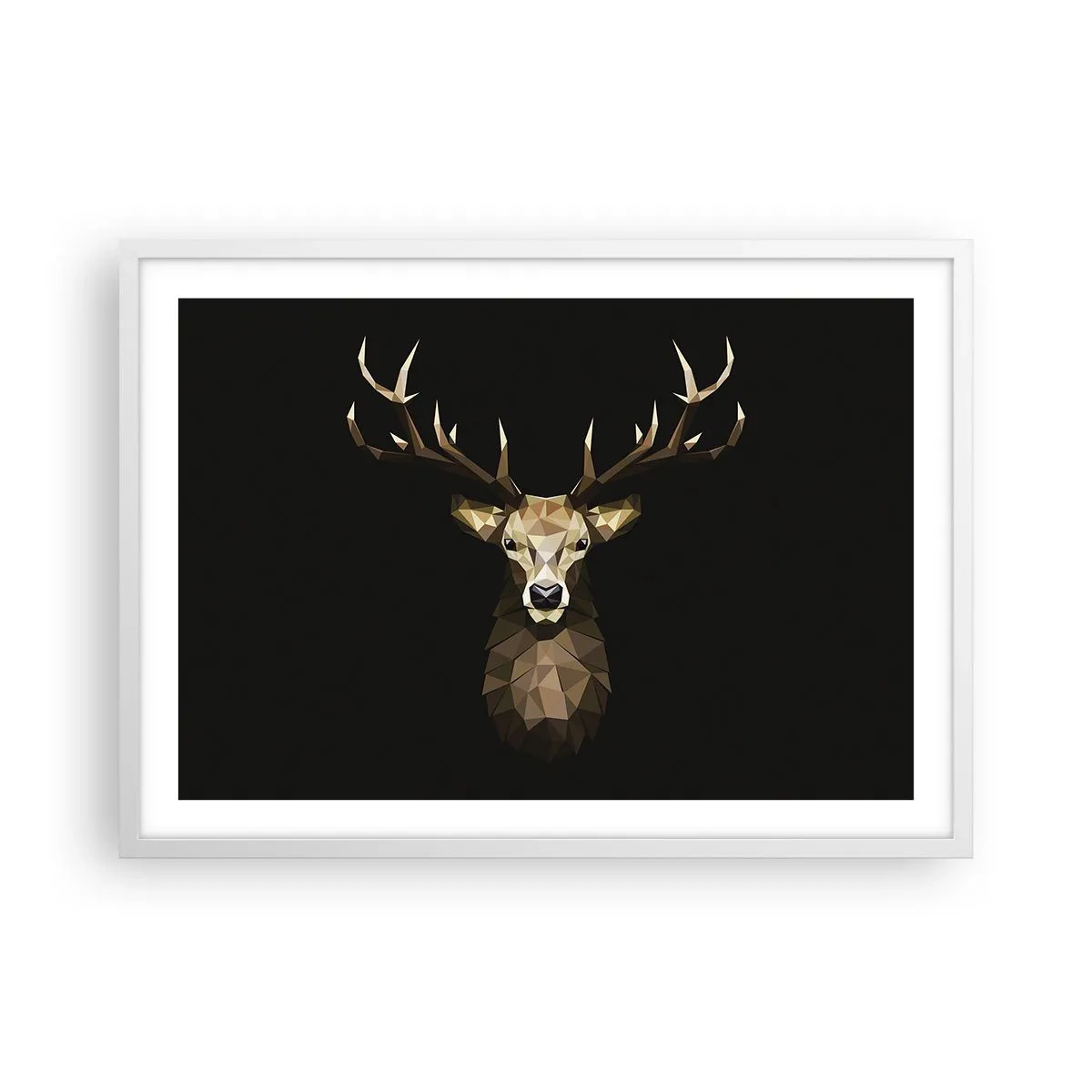 Plakat w białej ramie - Kubistyczny jeleń - 70x50 cm