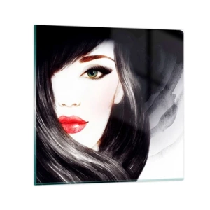 Obraz na szkle - Szafirowe spojrzenie - 30x30 cm