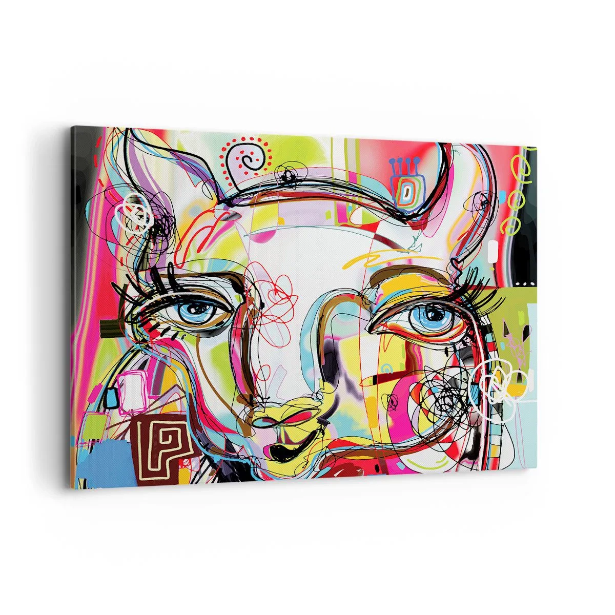 Obraz na płótnie - Kolorowy portret w abstrakcyjnym artystycznym stylu - 120x80cm - Bogactwo kociej matury - Nowoczesna dekoracja ścienna do salonu, kuchni i sypialni ARTTOR