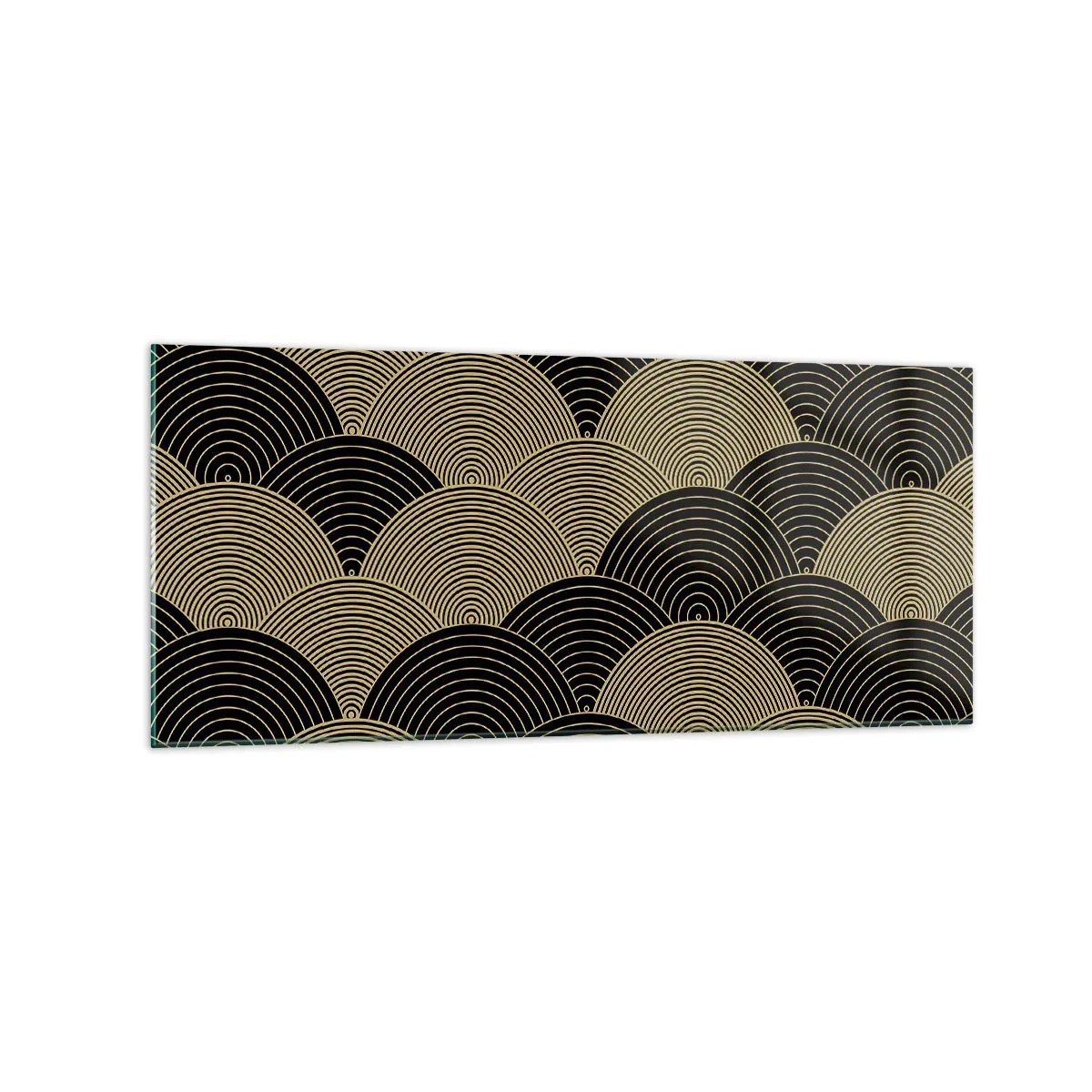 Obraz na szkle - Wzór w stylu art deco z półokręgami i złotymi liniami - 120x50cm - Jedność w wielości - Nowoczesna dekoracja ścienna do salonu i sypialni ARTTOR