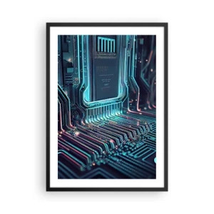 Plakat w czarnej ramie - Futurystyczna wizja układu scalonego - 50x70cm - Tak sobie myślę… - Nowoczesna dekoracja ścienna do salonu i sypialni ARTTOR