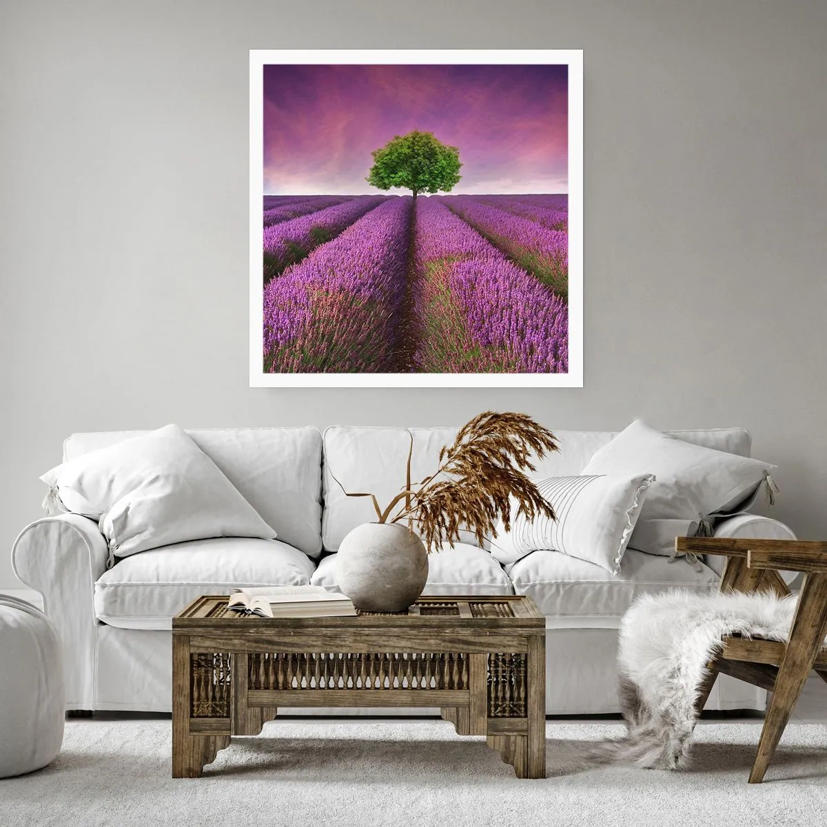 Plakat - Na lawendowych polach - 60x60 cm