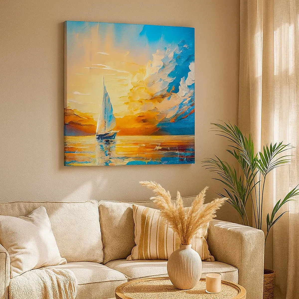 Obraz na płótnie - Żegluga w złocie - 30x30 cm