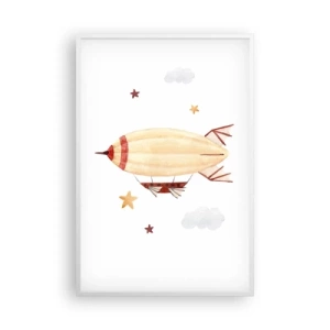 Plakat w białej ramie - Powietrzny statek - 61x91 cm