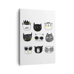 Obraz na płótnie - Minimalistyczne ilustracje kotów w czerni i bieli - 50x70cm - Każdy inny - Nowoczesna dekoracja ścienna do salonu, kuchni i sypialni ARTTOR