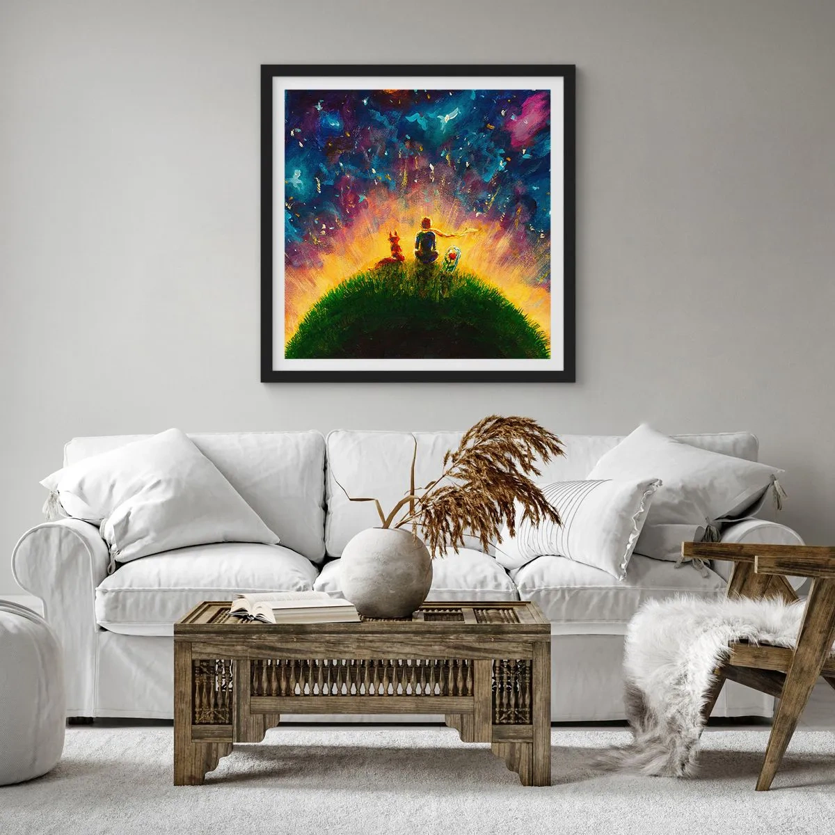 Plakat w czarnej ramie - Miłość i przyjaźń - cały świat - 60x60 cm