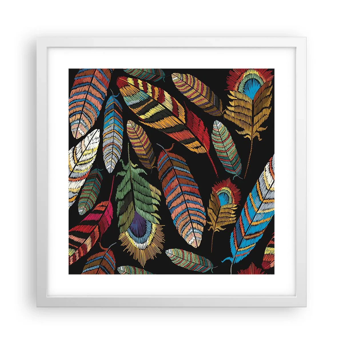 Plakat w białej ramie - Ptasi karnawał - 40x40 cm