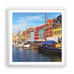 Plakat w białej ramie - Radosne nabrzeże - 60x60 cm