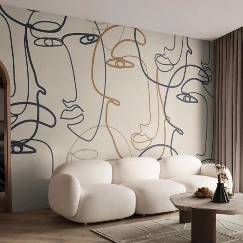 Fototapeta Premium Sand - Portret zwielokrotniony - Abstrakcja, Twarz, Grafika - 250x175 cm