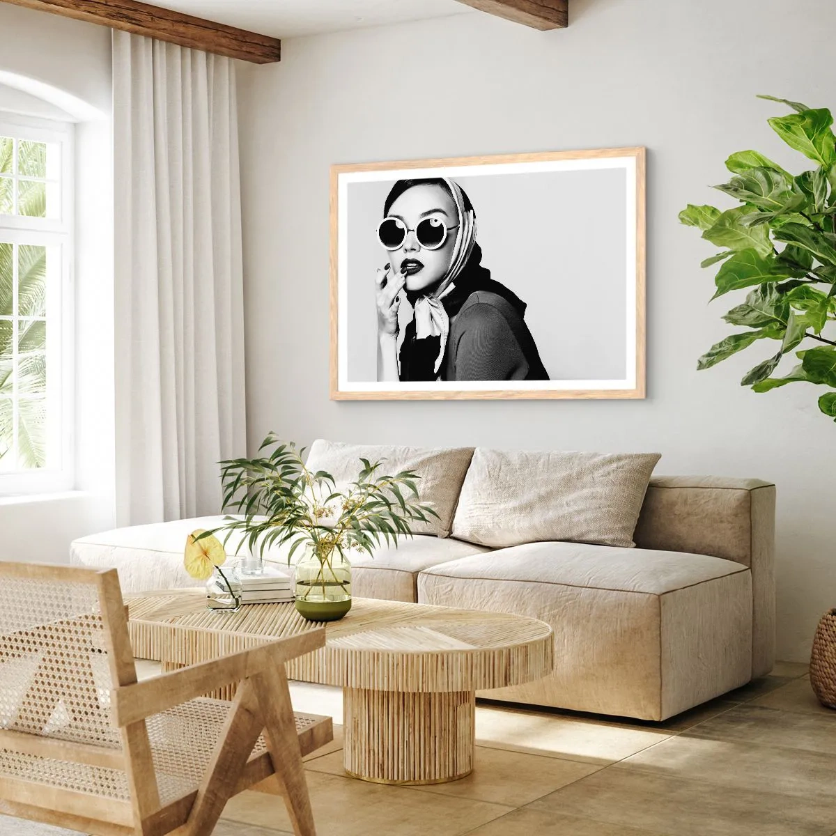 Plakat w ramie jasny dąb - Pozdrowienia z lat 60. - 40x30 cm