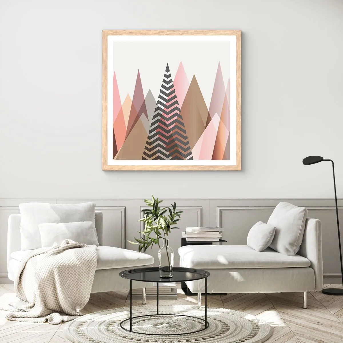 Plakat w ramie jasny dąb - Piramidalny widok - 60x60 cm