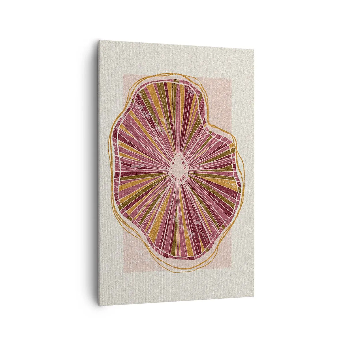 Obraz na płótnie - Abstrakcyjny wzór plastra drzewa w różowych odcieniach - 80x120cm - Abstrakcja promienista - Nowoczesna dekoracja ścienna do salonu i sypialni ARTTOR