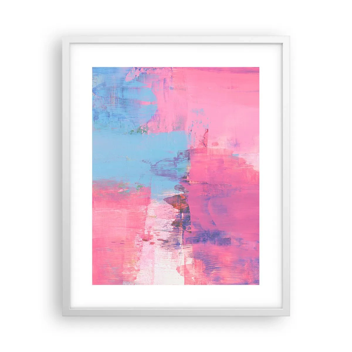 Plakat w białej ramie - Róż, błękit i szczypta światła - 40x50 cm