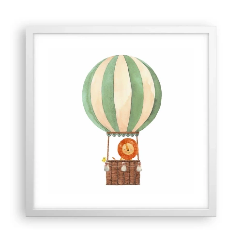 Plakat w białej ramie - Podróże Leona - 40x40 cm