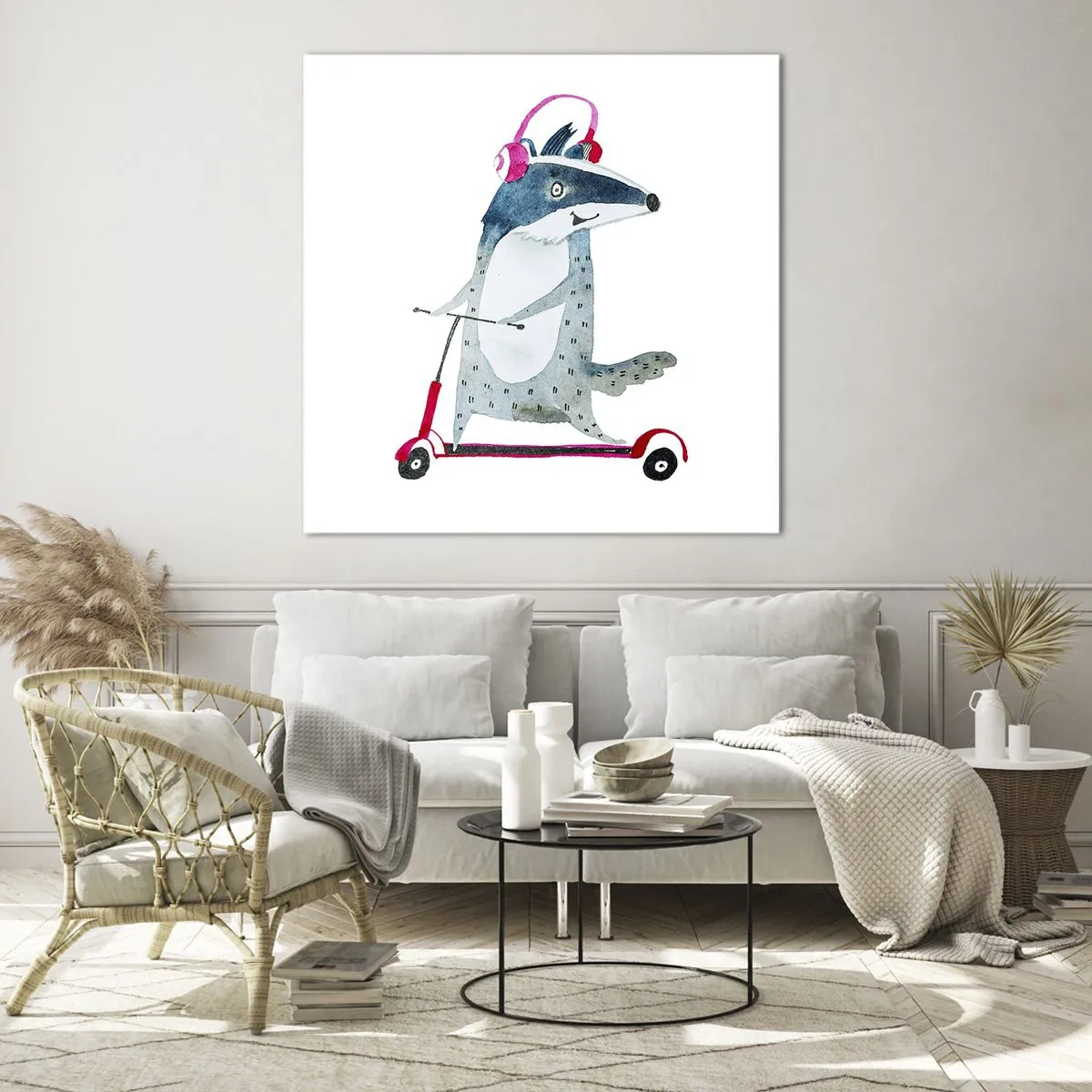 Obraz na szkle - Borsucze radości - 70x70 cm