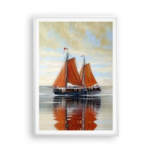 Plakat w białej ramie - Hej, żeglujże, żeglarzu… - 70x100 cm