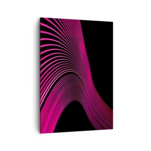 Obraz na płótnie - Abstrakcyjne, neonowe linie w odcieniach fioletu na czarnym tle - 50x70cm - Aleja światła - Nowoczesna dekoracja ścienna do salonu, kuchni i sypialni ARTTOR