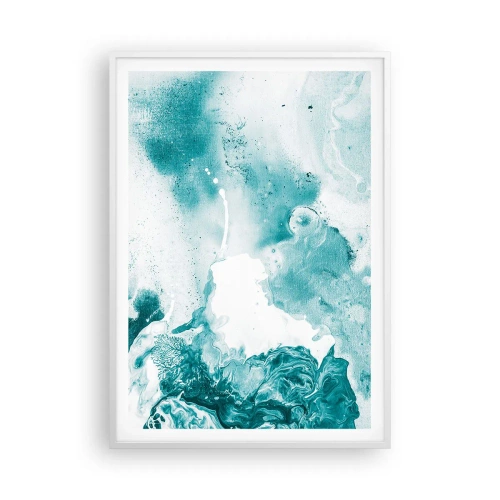 Plakat w białej ramie - Rozlewiska błękitu - 70x100 cm