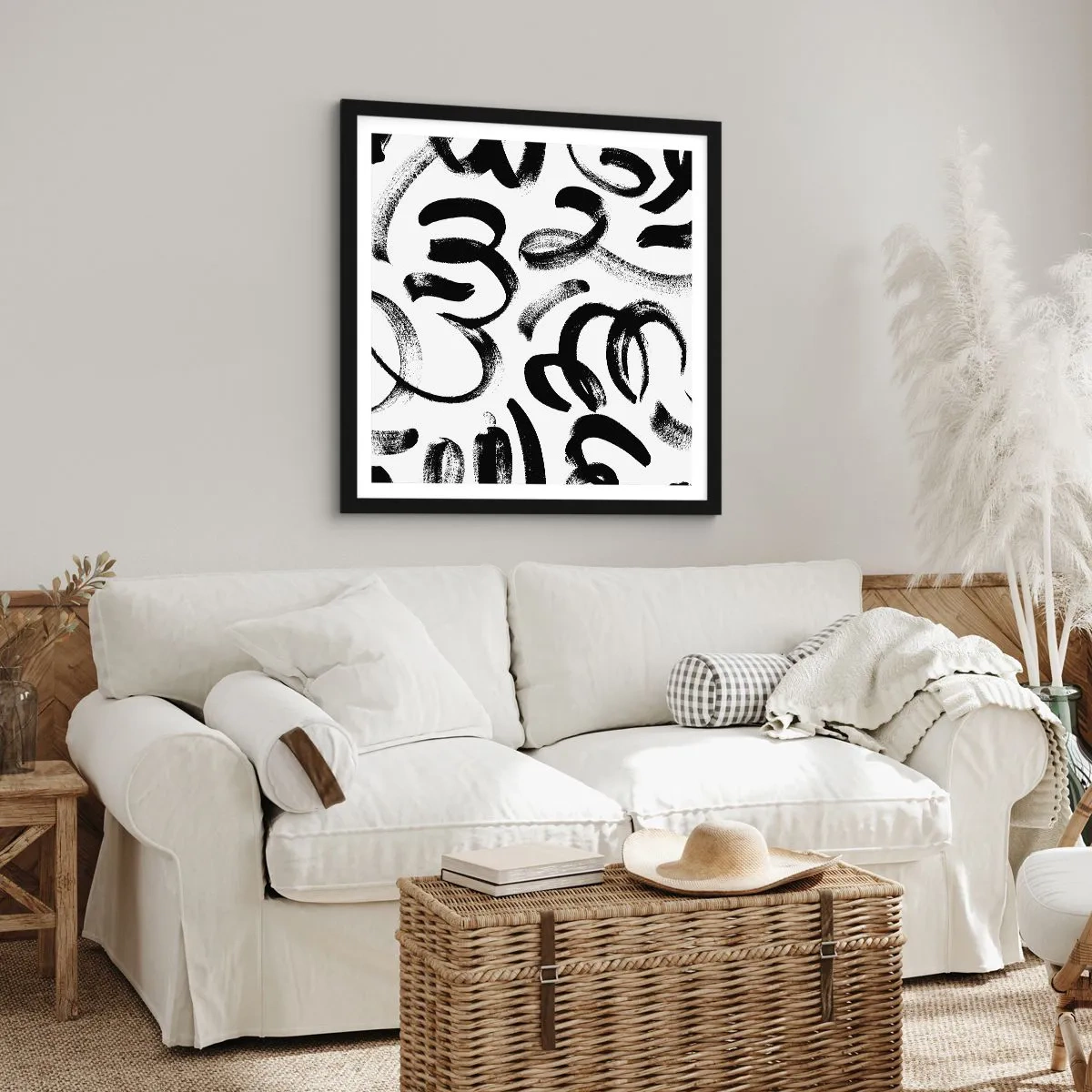 Plakat w czarnej ramie - Czarno na białym - 50x50 cm
