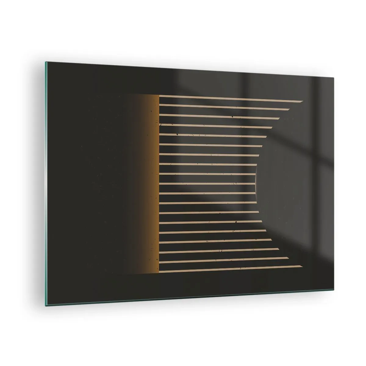 Obraz na szkle - Minimalistyczna kompozycja z liniami w ciemności - 70x50cm - Zbadać ciemność - Nowoczesna dekoracja ścienna do salonu i sypialni ARTTOR