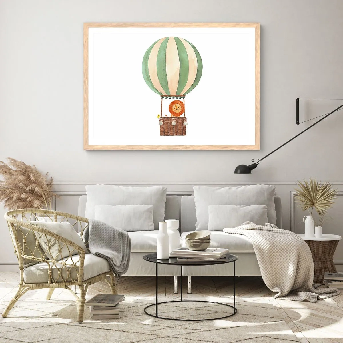 Plakat w ramie jasny dąb - Podróże Leona - 40x30 cm