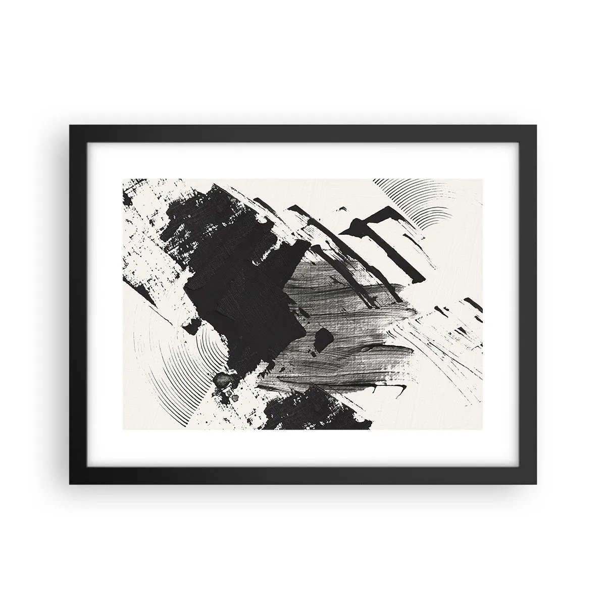Plakat w czarnej ramie - Abstrakcja – ekspresja czerni - 40x30 cm