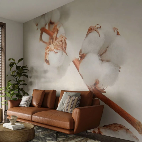 Fototapeta Standard Eco - Tylko tulić - Kwiat Bawełny, Kwiat, Gałązka Bawełny - 350x256 cm