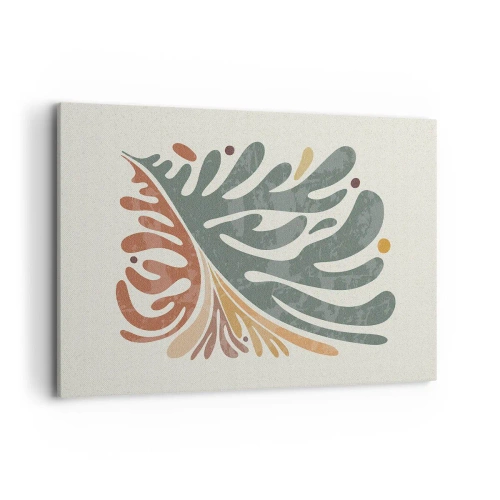 Obraz na płótnie - Kolorowy abstrakcyjny liść na jasnym tle - 120x80cm - Wielobarwny liść - Nowoczesna dekoracja ścienna do salonu, kuchni i sypialni ARTTOR